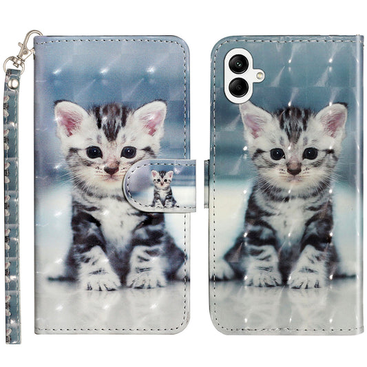 For Samsung Galaxy A06 Case 3D Pattern Printed Phone Leather Phone Cover - Cat