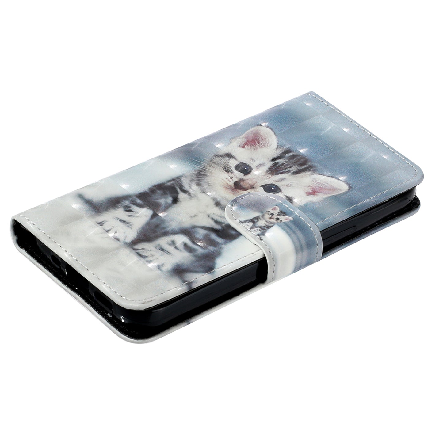 For Samsung Galaxy A06 Case 3D Pattern Printed Phone Leather Phone Cover - Cat