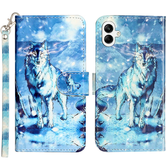 For Samsung Galaxy A06 Case 3D Pattern Printed Phone Leather Phone Cover - Snow Wolf
