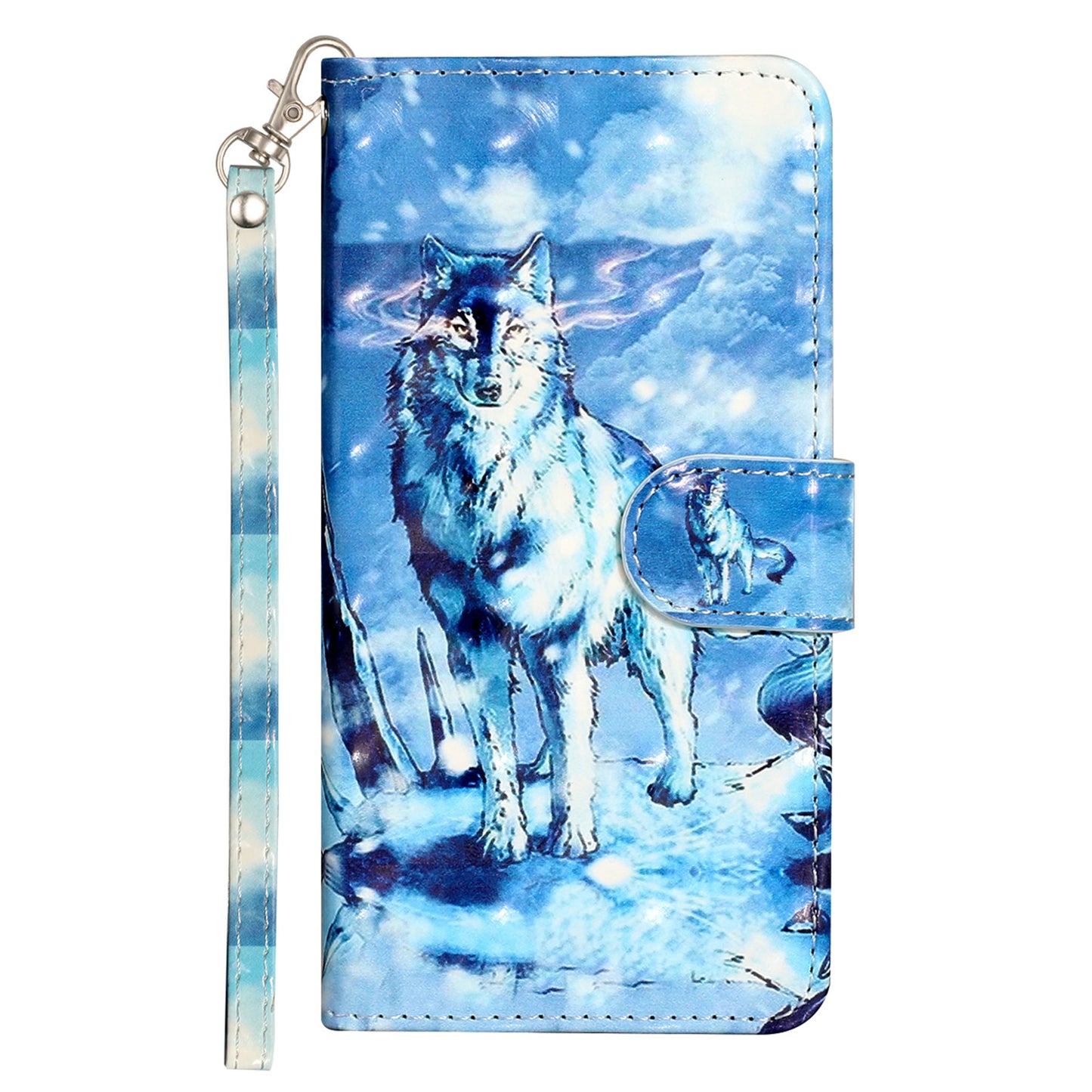 For Samsung Galaxy A06 Case 3D Pattern Printed Phone Leather Phone Cover - Snow Wolf