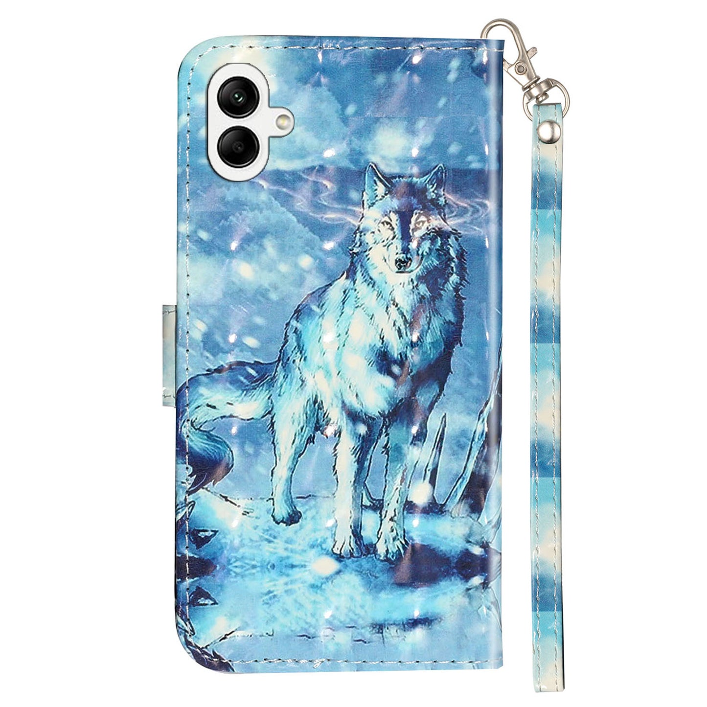 For Samsung Galaxy A06 Case 3D Pattern Printed Phone Leather Phone Cover - Snow Wolf
