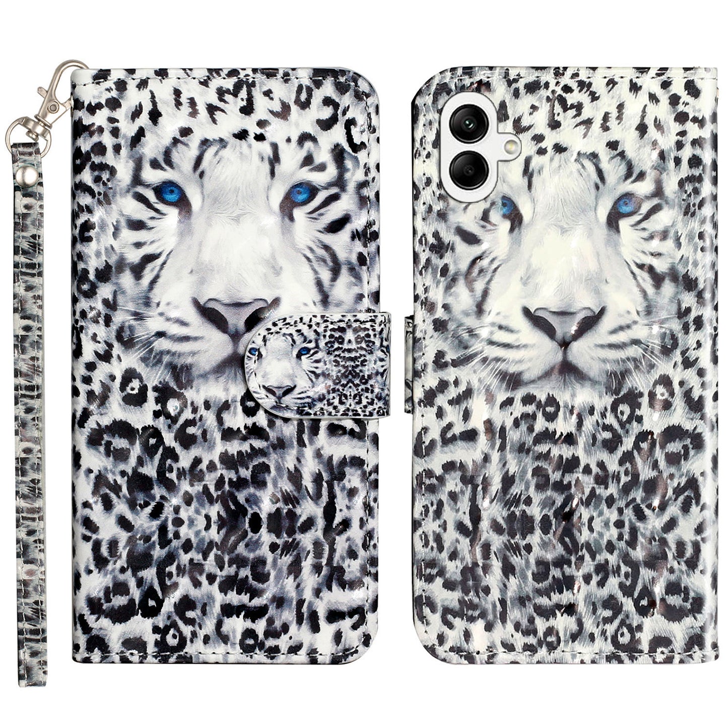 For Samsung Galaxy A06 Case 3D Pattern Printed Phone Leather Phone Cover - Leopard