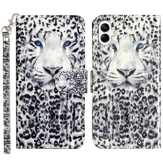 For Samsung Galaxy A06 Case 3D Pattern Printed Phone Leather Phone Cover - Leopard