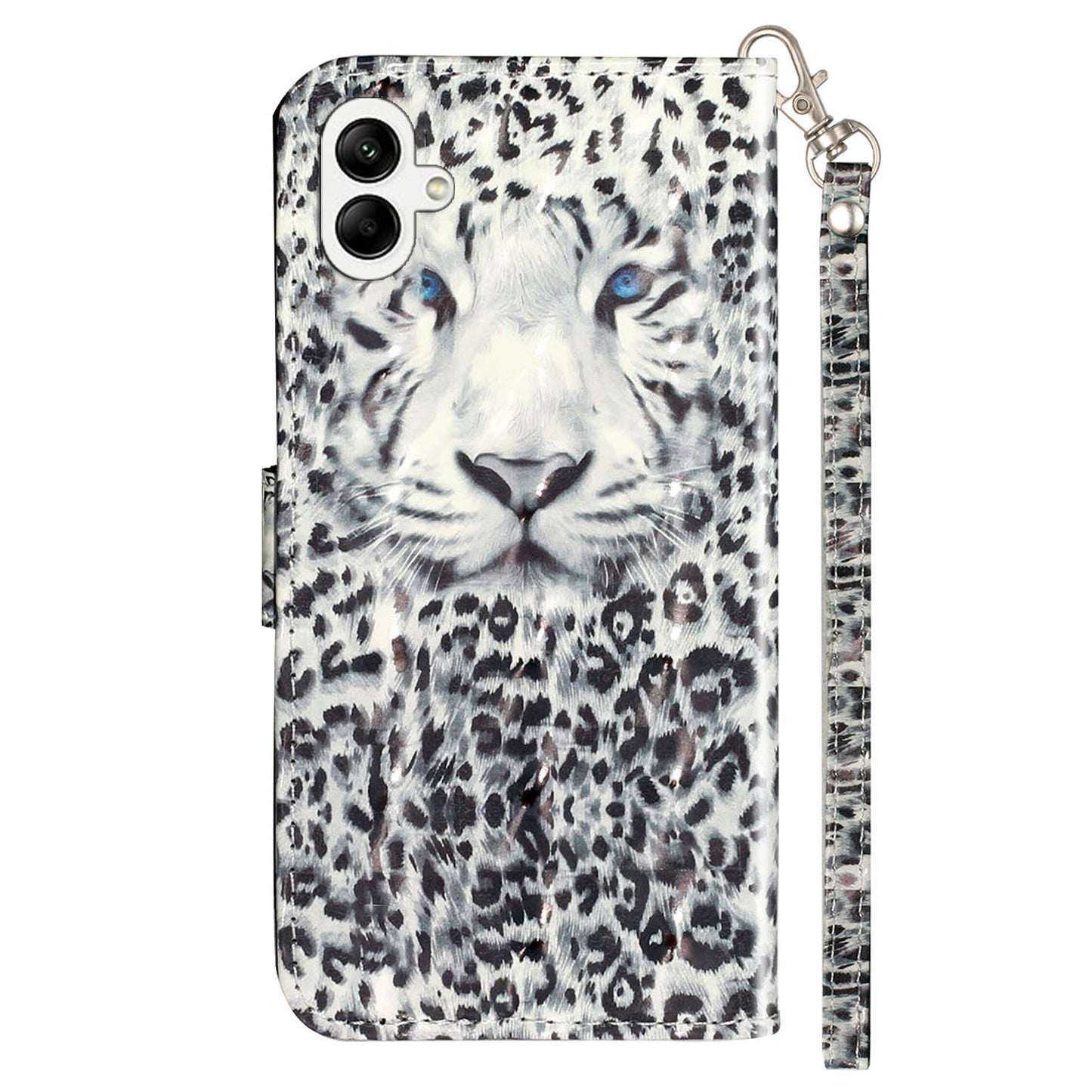 For Samsung Galaxy A06 Case 3D Pattern Printed Phone Leather Phone Cover - Leopard