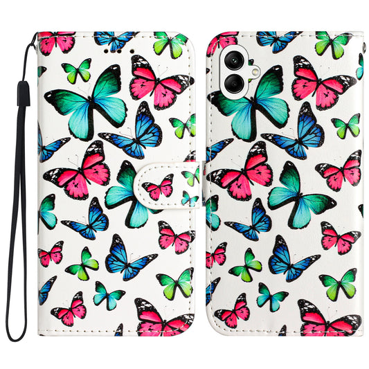 For Samsung Galaxy A06 Wallet Case Printed Pattern Design Leather Phone Cover - Butterflies