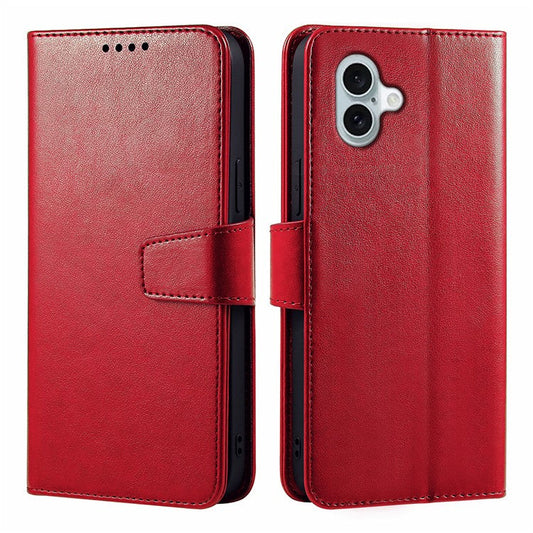 For iPhone 16 Plus Case Card Holder Wallet Leather Phone Cover Stand - Red