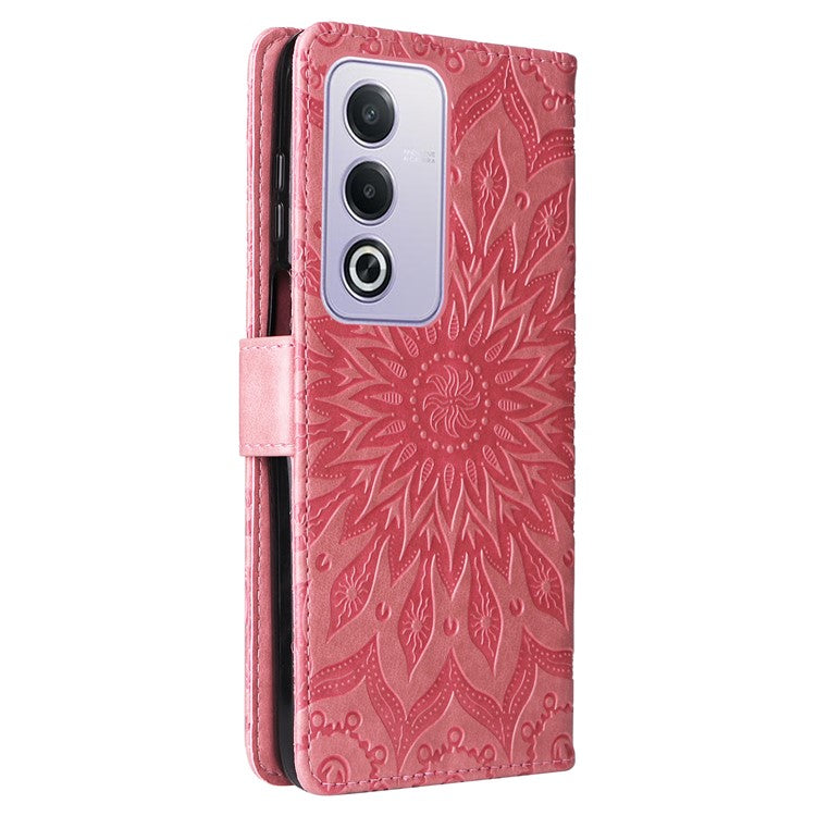 KT Imprinting Flower Series-1 For Oppo A3 Pro (Global) 5G  /  A3 Pro (India) 5G Case Sunflower Leather Wallet Folio Phone Cover - Pink