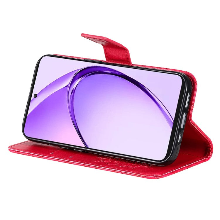 KT Imprinting Flower Series-1 For Oppo A3 Pro (Global) 5G  /  A3 Pro (India) 5G Case Sunflower Leather Wallet Folio Phone Cover - Red