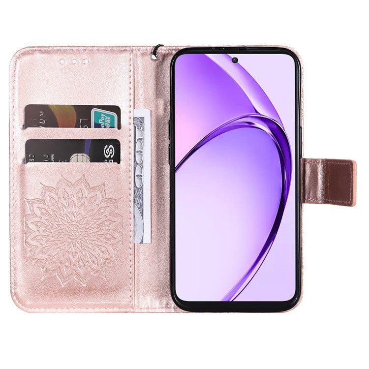 KT Imprinting Flower Series-1 For Oppo A3 Pro (Global) 5G  /  A3 Pro (India) 5G Case Sunflower Leather Wallet Folio Phone Cover - Rose Gold