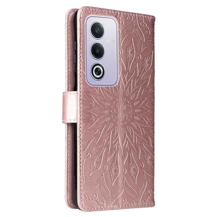 KT Imprinting Flower Series-1 For Oppo A3 Pro (Global) 5G  /  A3 Pro (India) 5G Case Sunflower Leather Wallet Folio Phone Cover - Rose Gold