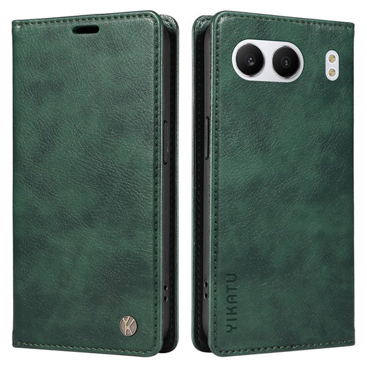 YIKATU YK-006 For OnePlus Nord 4 Case Wallet Litchi Grain Leather Phone Cover Magnetic Auto-Absorbed - Green
