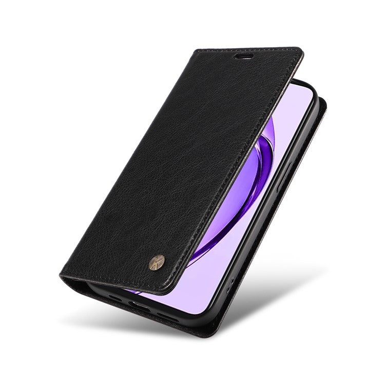 YIKATU YK-006 For Oppo A3 Pro (Global) 5G  /  A3 Pro (India) 5G Case Wallet Litchi Grain Leather Phone Cover Magnetic Auto-Absorbed - Black
