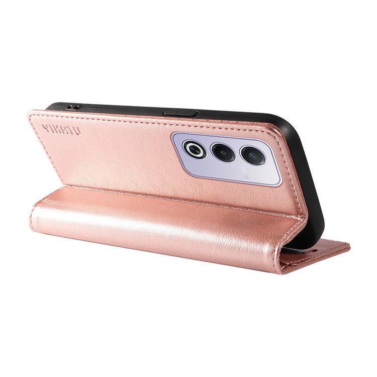 YIKATU YK-006 For Oppo A3 Pro (Global) 5G  /  A3 Pro (India) 5G Case Wallet Litchi Grain Leather Phone Cover Magnetic Auto-Absorbed - Rose Gold