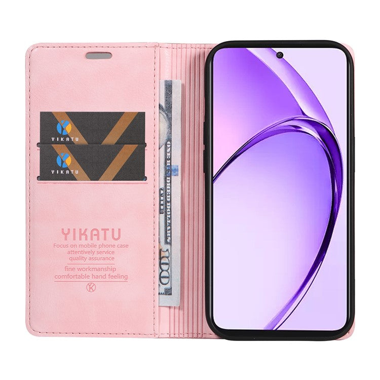 YIKATU YK-006 For Oppo A3 Pro (Global) 5G  /  A3 Pro (India) 5G Case Wallet Litchi Grain Leather Phone Cover Magnetic Auto-Absorbed - Pink