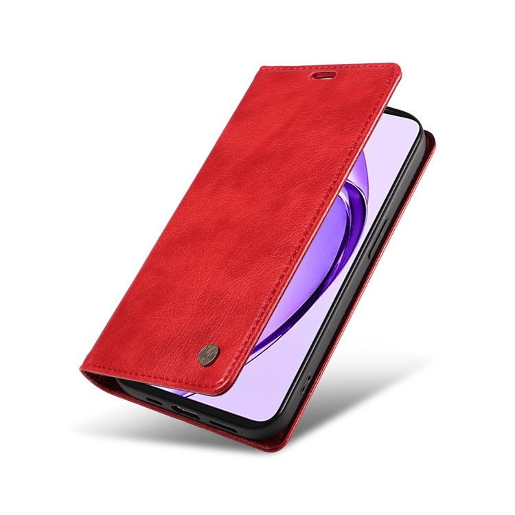YIKATU YK-006 For Oppo A3 Pro (Global) 5G  /  A3 Pro (India) 5G Case Wallet Litchi Grain Leather Phone Cover Magnetic Auto-Absorbed - Red