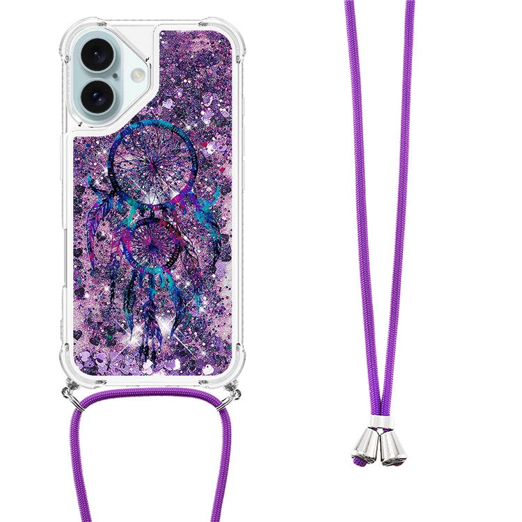 YB Quicksand Series-5 for iPhone 16 TPU Case with Lanyard Pattern Print Phone Cover - Wind Chimes