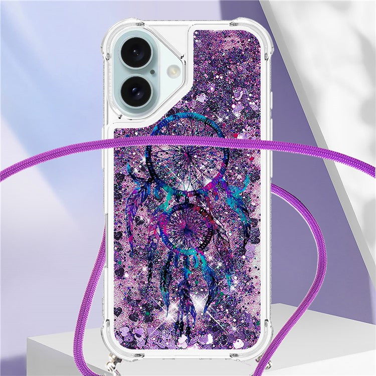 YB Quicksand Series-5 for iPhone 16 TPU Case with Lanyard Pattern Print Phone Cover - Wind Chimes