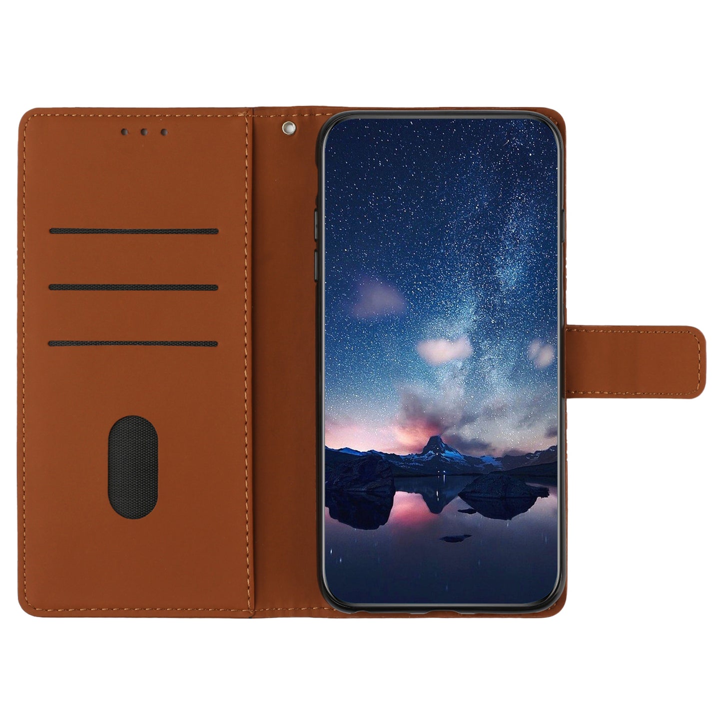 For Samsung Galaxy A06 Case Rhombus Leather Horizontal Flip Phone Cover - Brown