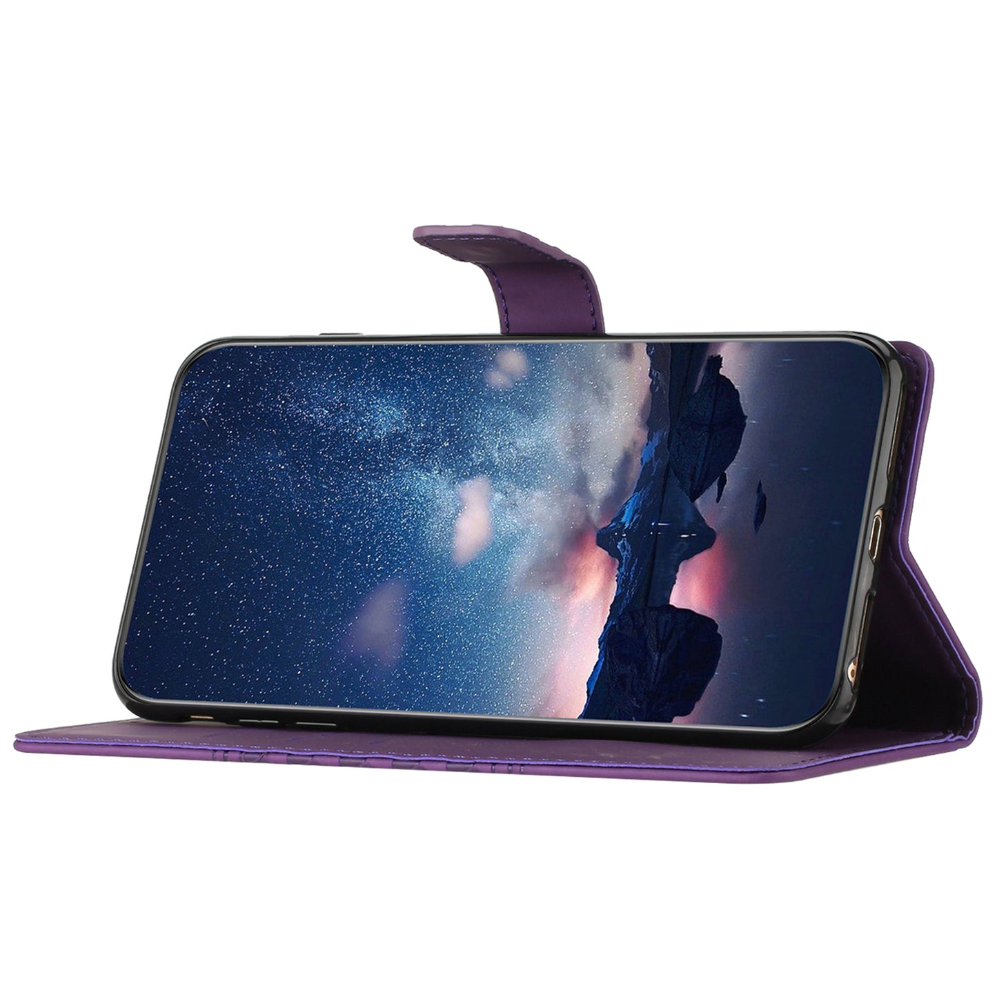For Samsung Galaxy A06 Case Rhombus Leather Horizontal Flip Phone Cover - Purple