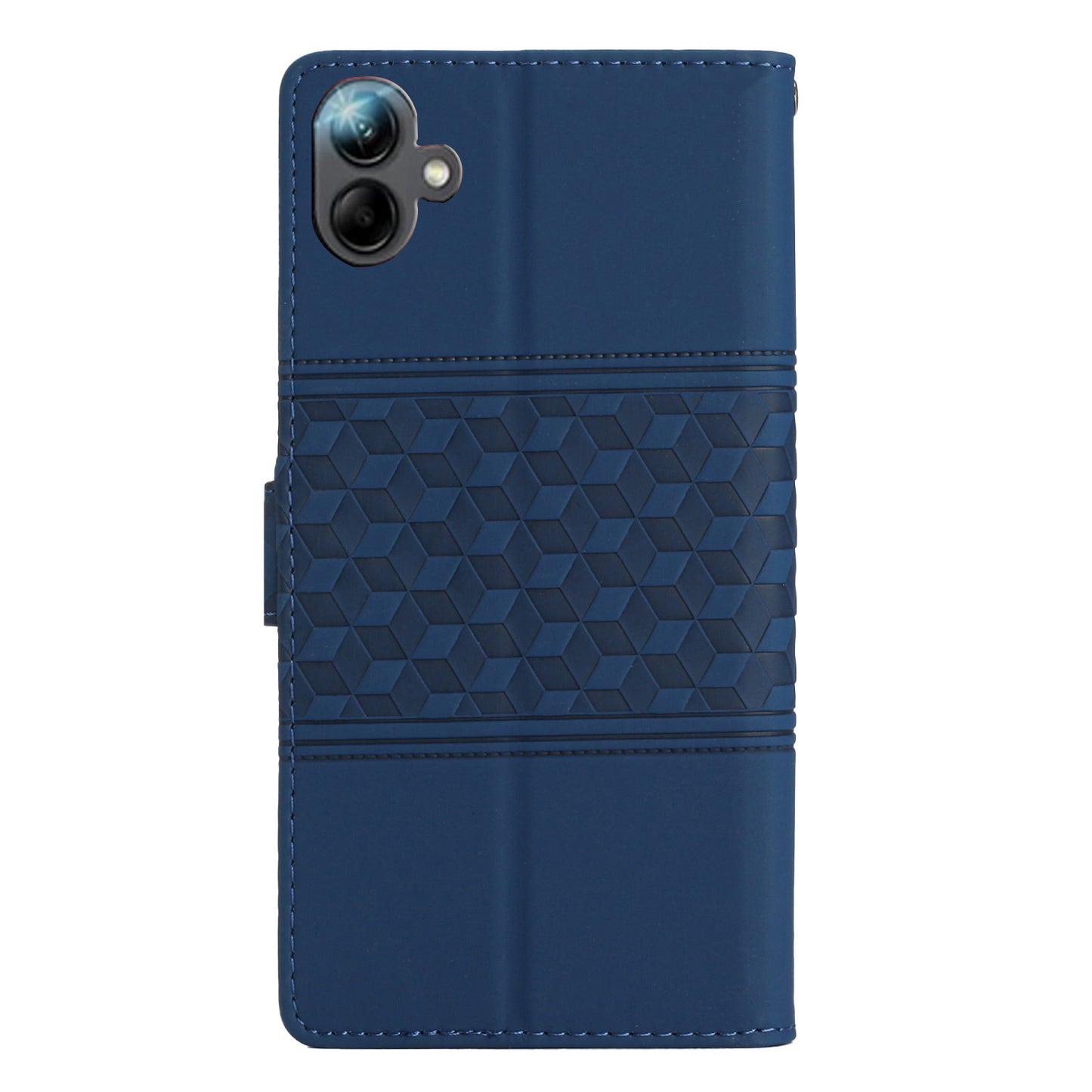 For Samsung Galaxy A06 Case Rhombus Leather Horizontal Flip Phone Cover - Blue
