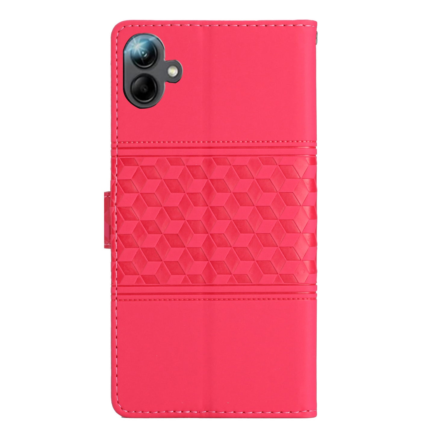 For Samsung Galaxy A06 Case Rhombus Leather Horizontal Flip Phone Cover - Rose