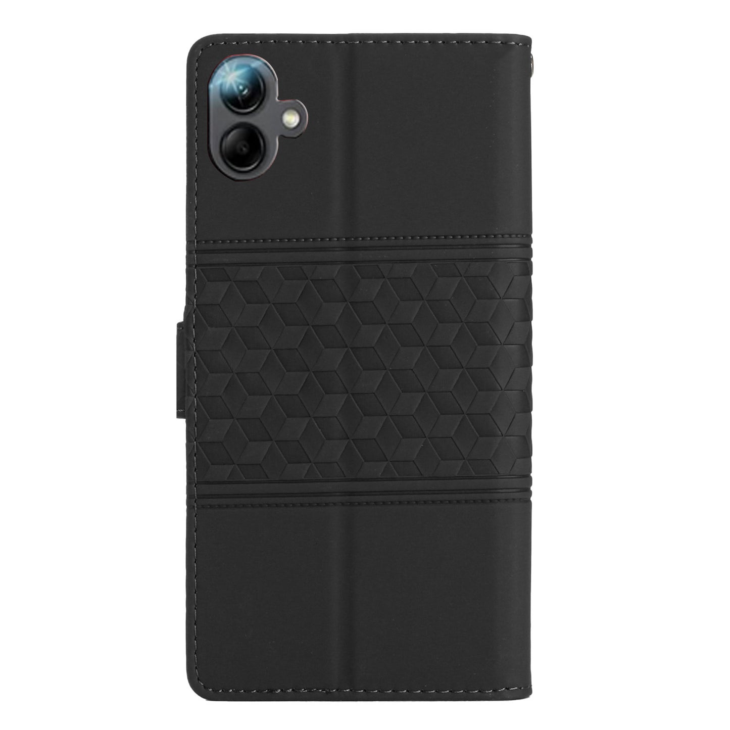For Samsung Galaxy A06 Case Rhombus Leather Horizontal Flip Phone Cover - Black