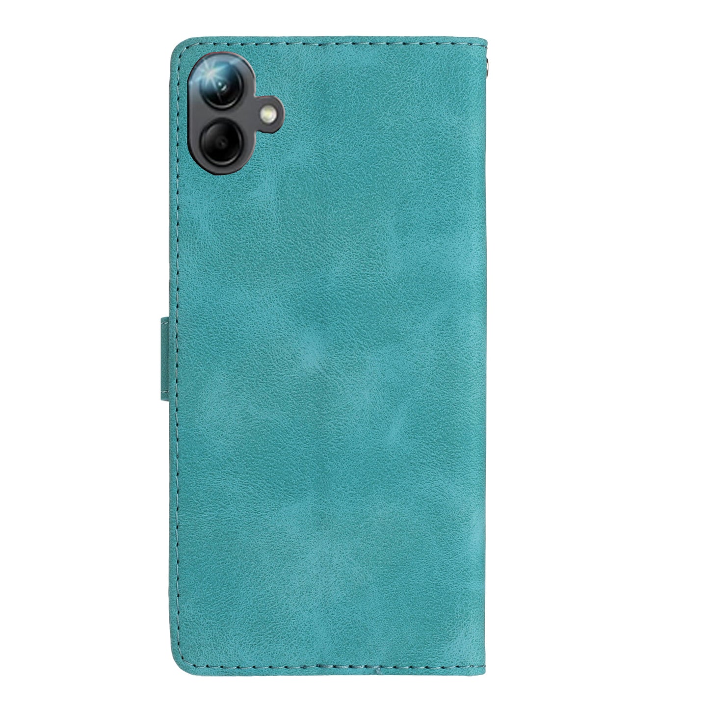 For Samsung Galaxy A06 Case Leather Imprinted Flower Phone Cover Wallet with Wrist Strap - Green