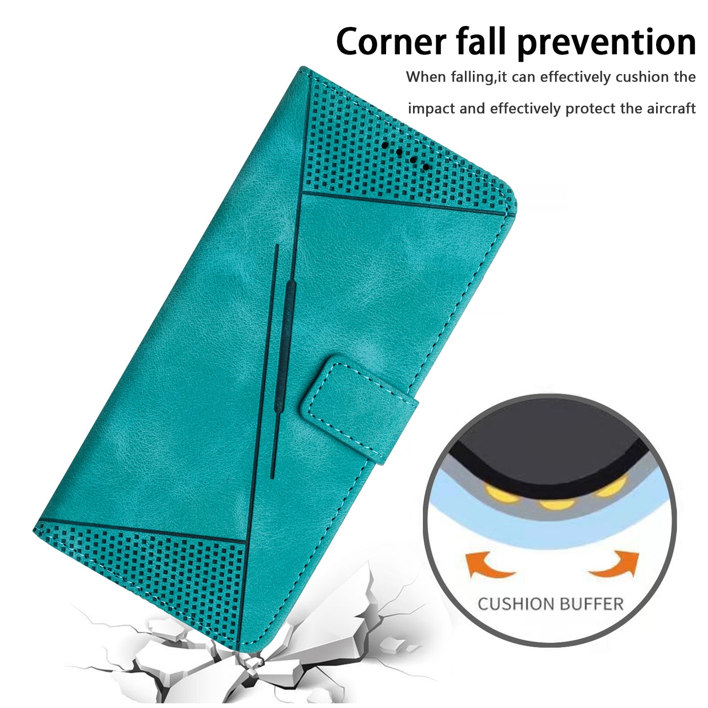 For Samsung Galaxy A06 Case Triangle Pattern Leather Phone Cover Wallet with Hand Strap - Green