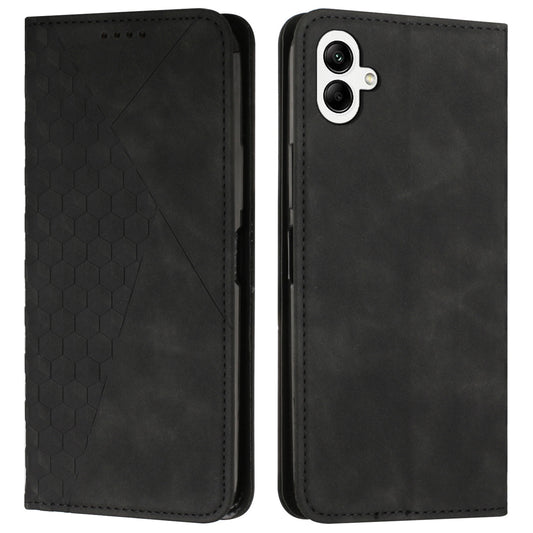 For Samsung Galaxy A06 Phone Cover Imprinted PU Leather Wallet Stand Case - Black