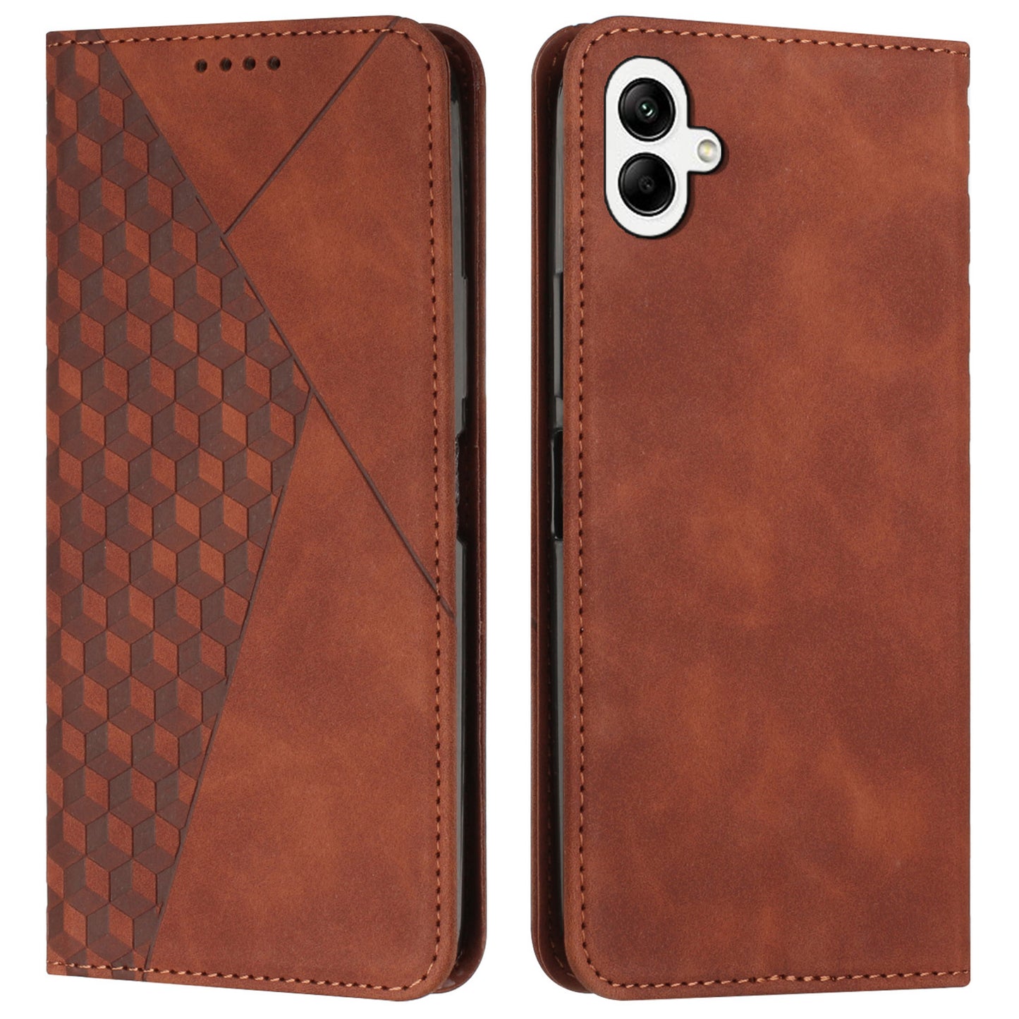 For Samsung Galaxy A06 Phone Cover Imprinted PU Leather Wallet Stand Case - Brown