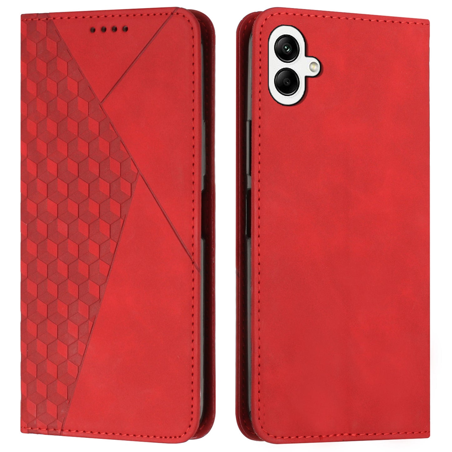 For Samsung Galaxy A06 Phone Cover Imprinted PU Leather Wallet Stand Case - Red