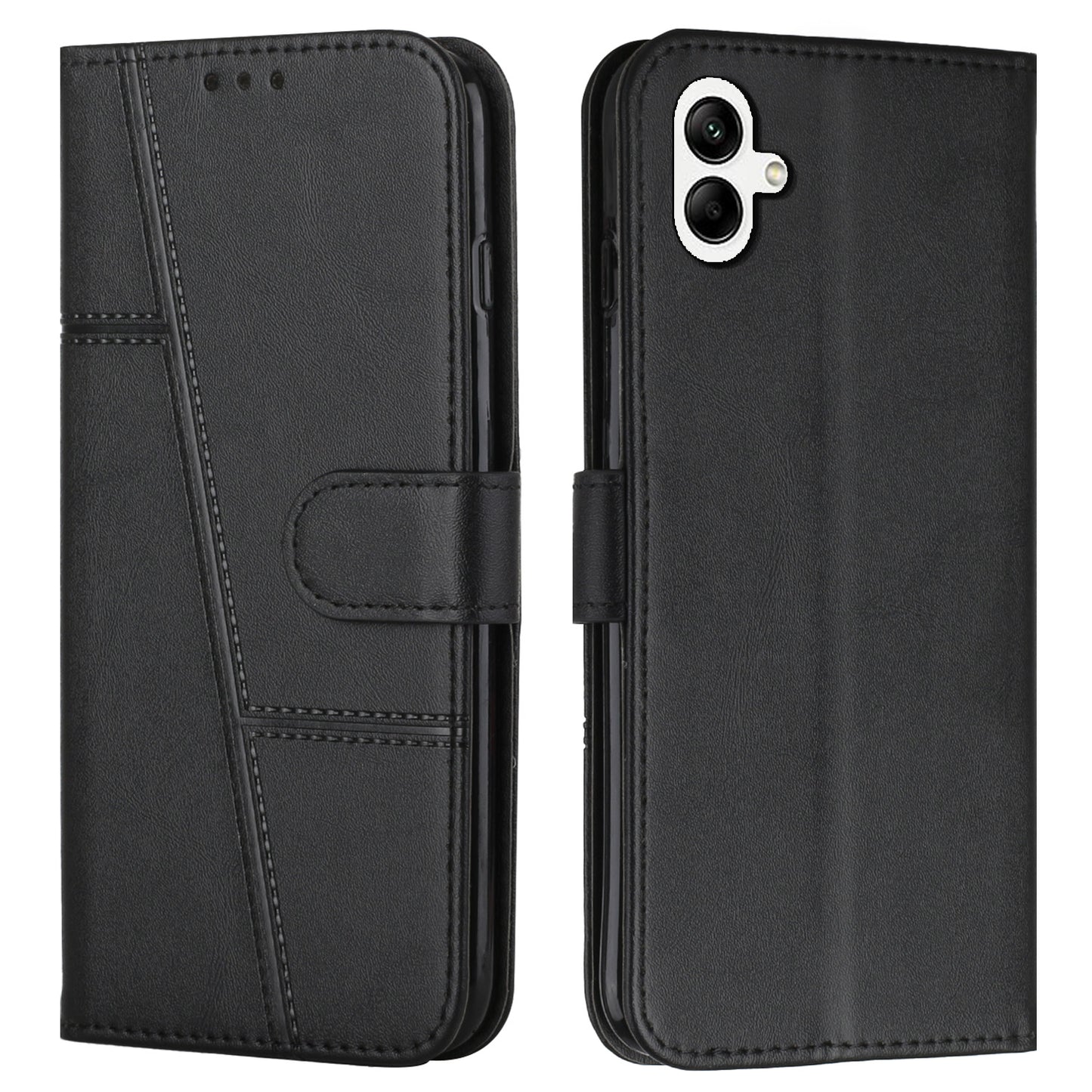 For Samsung Galaxy A06 Case Stand Flip Protective Leather Phone Cover - Black