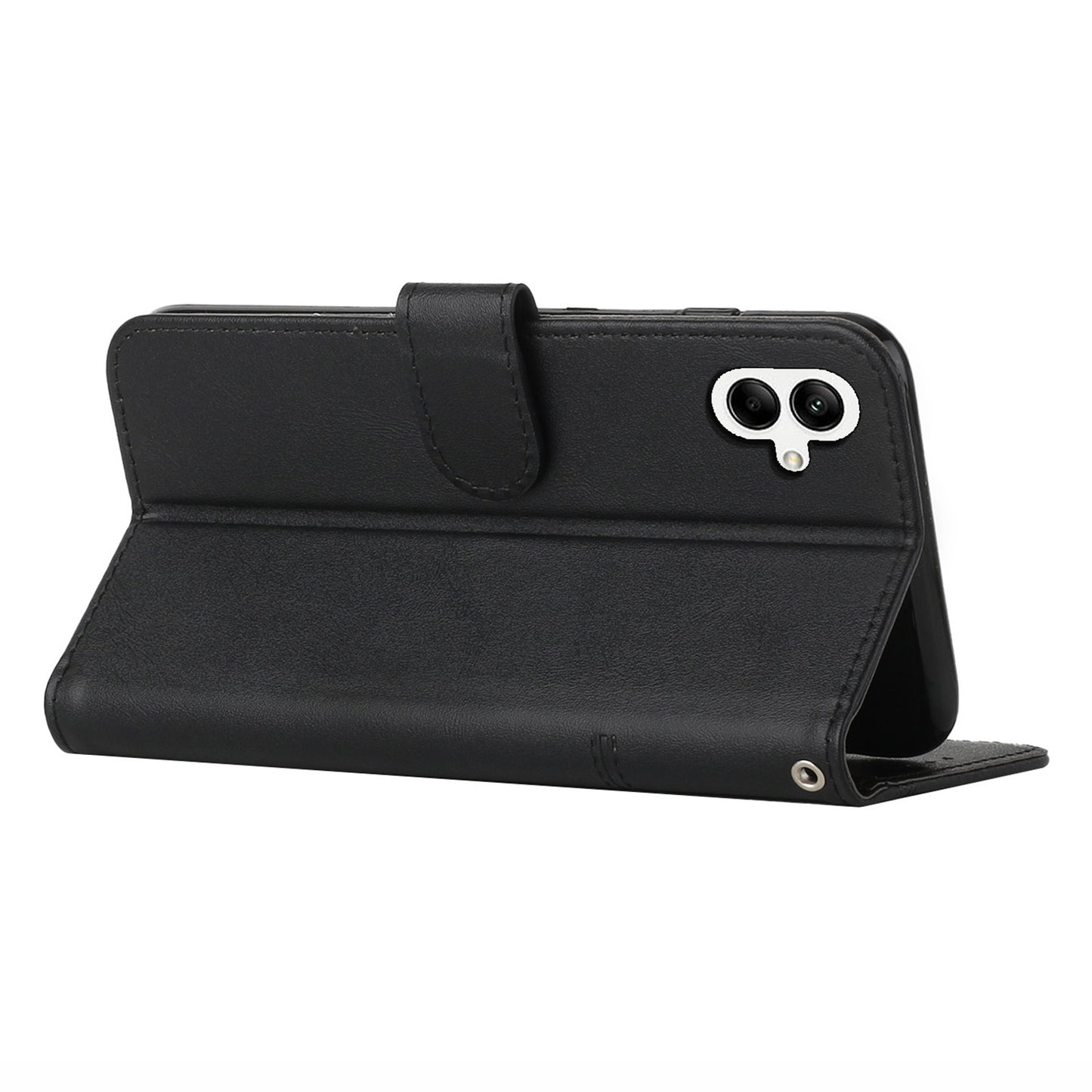 For Samsung Galaxy A06 Case Stand Flip Protective Leather Phone Cover - Black