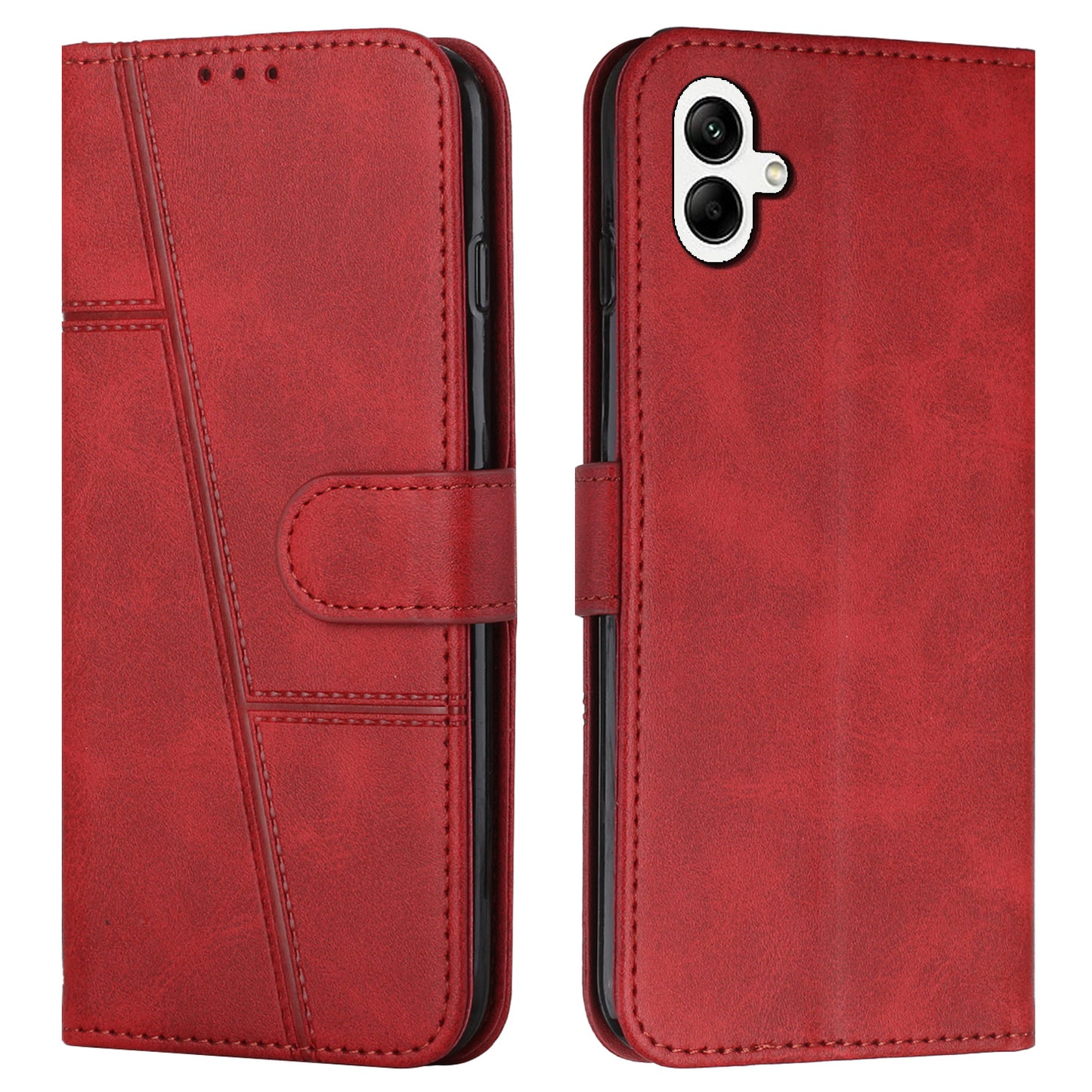 For Samsung Galaxy A06 Case Stand Flip Protective Leather Phone Cover - Red