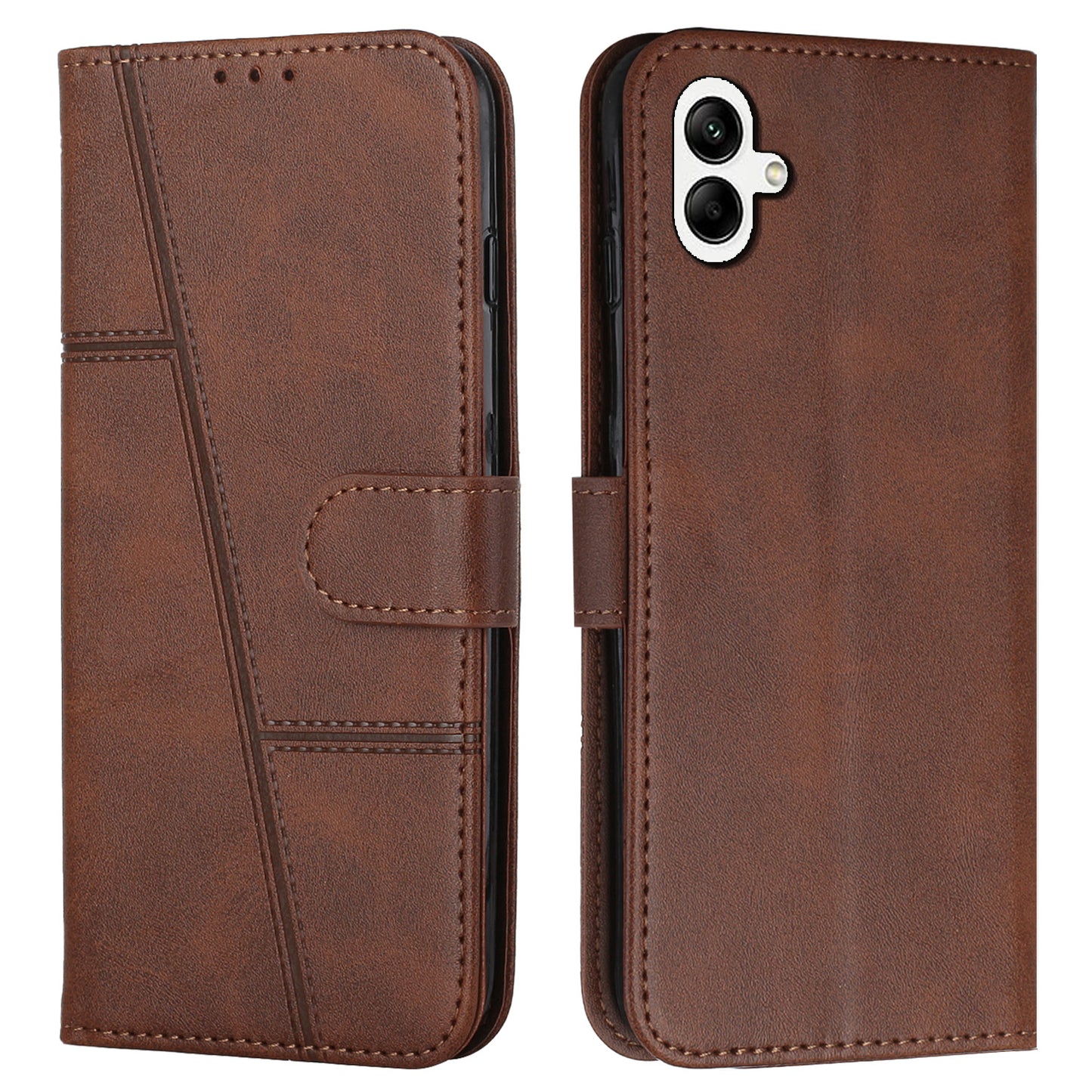 For Samsung Galaxy A06 Case Stand Flip Protective Leather Phone Cover - Brown
