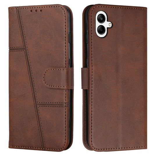 For Samsung Galaxy A06 Case Stand Flip Protective Leather Phone Cover - Brown