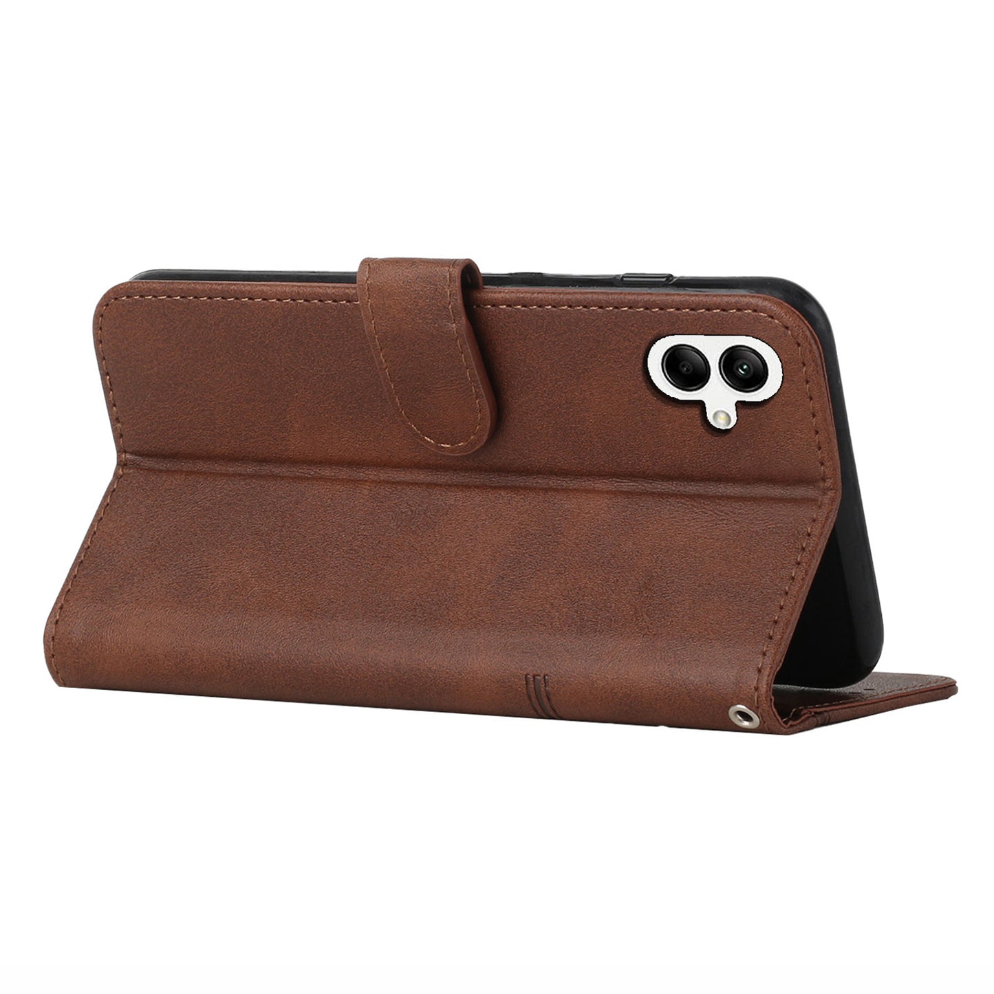 For Samsung Galaxy A06 Case Stand Flip Protective Leather Phone Cover - Brown