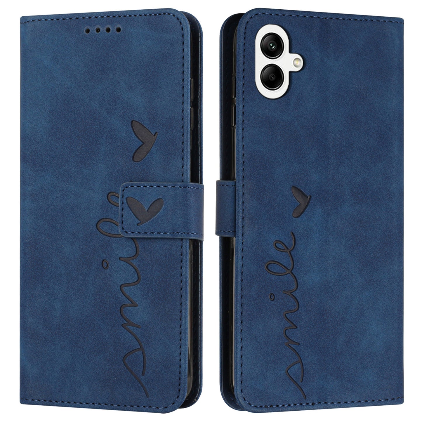 For Samsung Galaxy A06 Case Viewing Stand PU Leather Phone Cover Imprinted Pattern - Blue