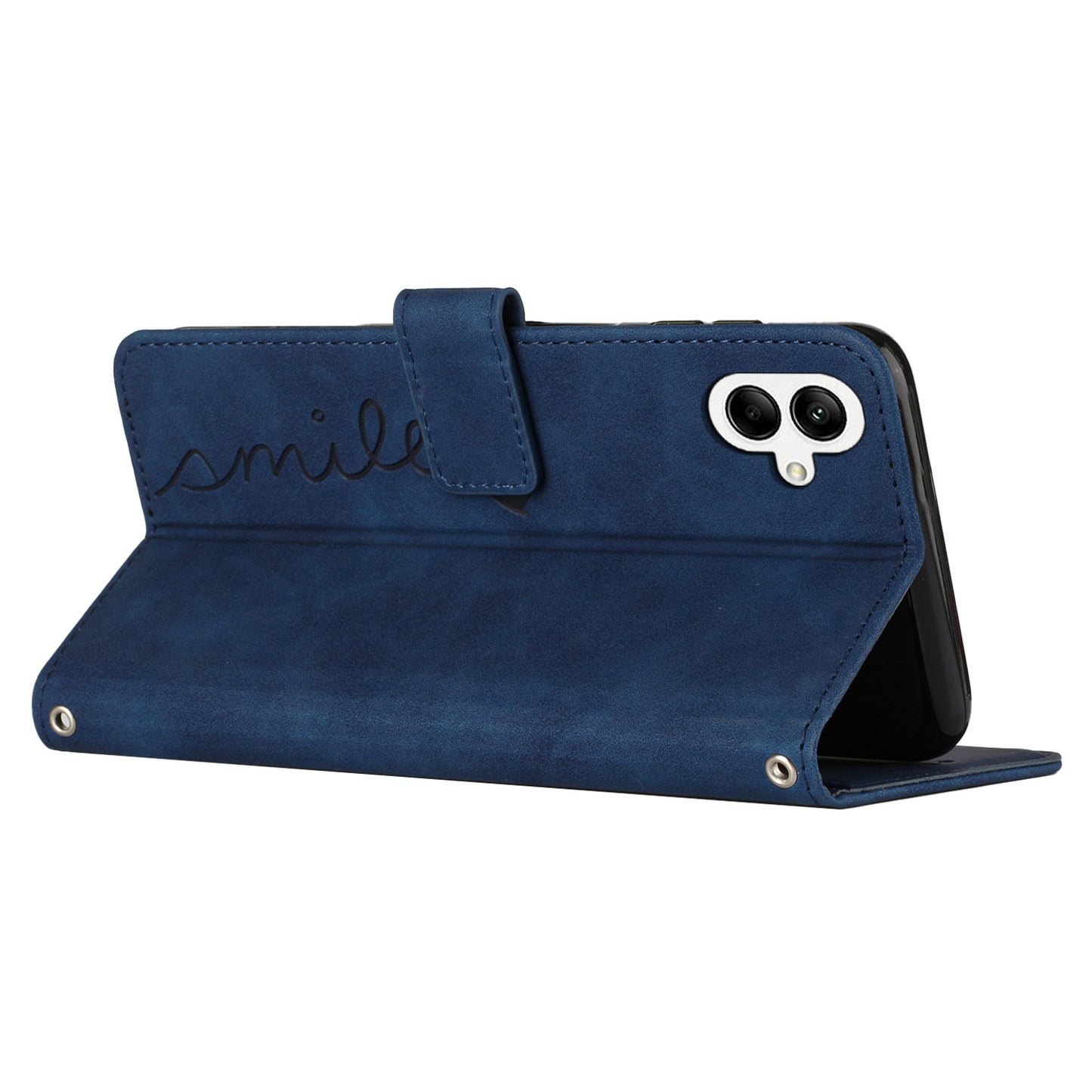 For Samsung Galaxy A06 Case Viewing Stand PU Leather Phone Cover Imprinted Pattern - Blue