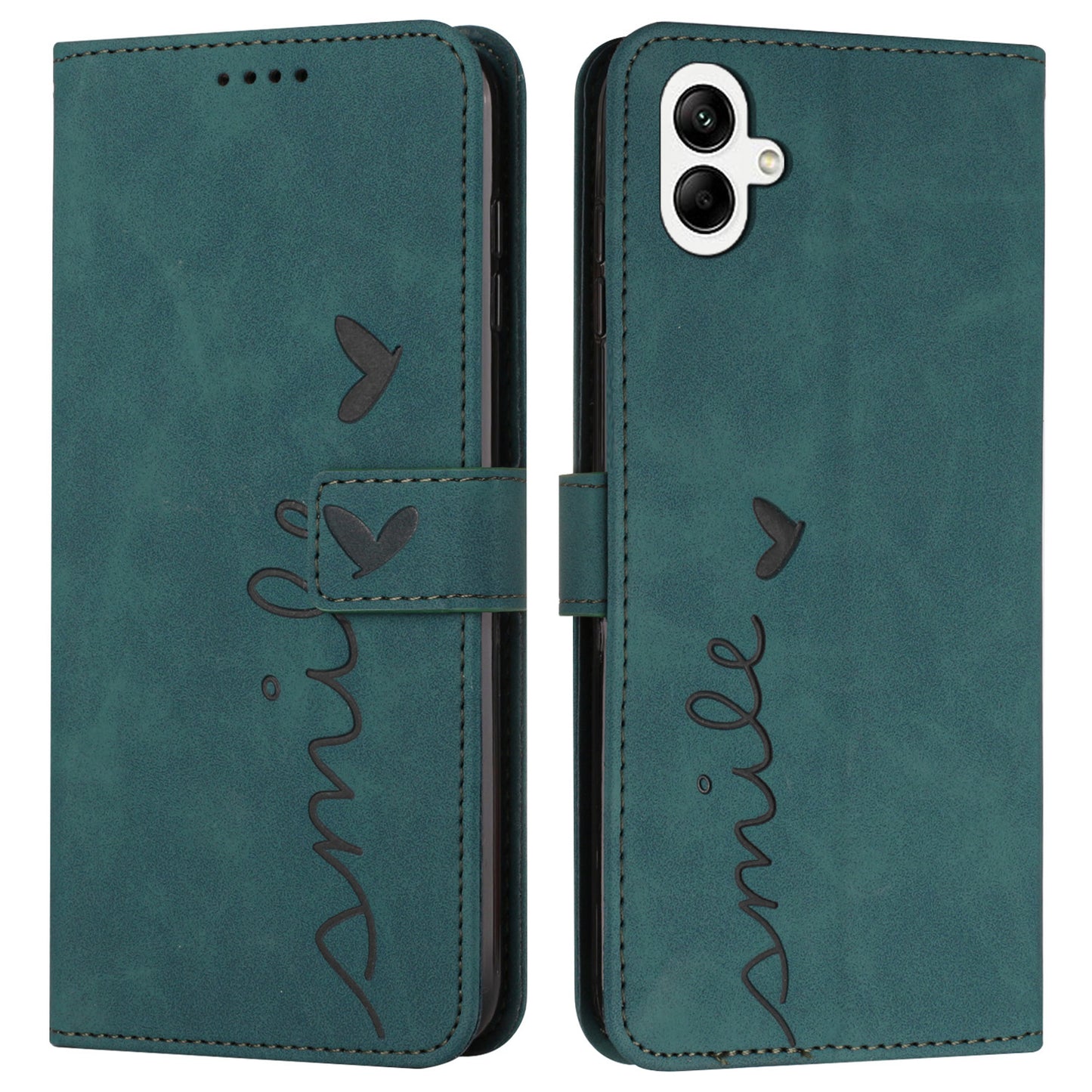 For Samsung Galaxy A06 Case Viewing Stand PU Leather Phone Cover Imprinted Pattern - Green