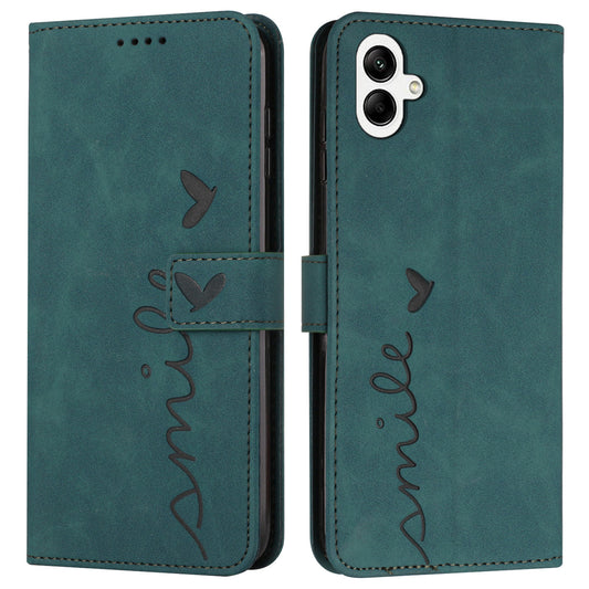 For Samsung Galaxy A06 Case Viewing Stand PU Leather Phone Cover Imprinted Pattern - Green