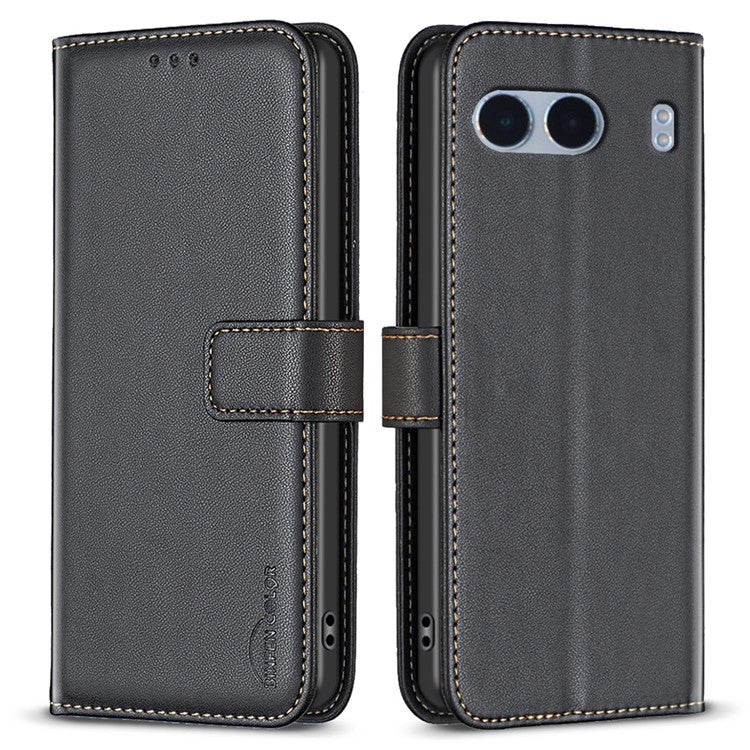 BINFEN COLOR BF17 For OnePlus Nord 4 Case Wallet Folio Flip Leather Cover - Black