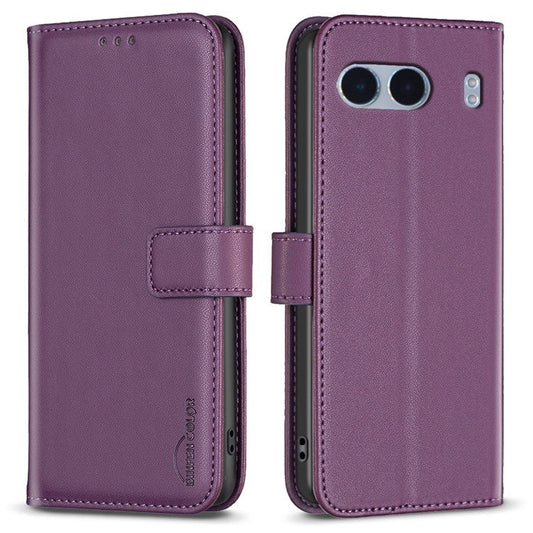 BINFEN COLOR BF17 For OnePlus Nord 4 Case Wallet Folio Flip Leather Cover - Dark Purple