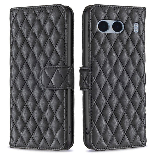 BINFEN COLOR BF Style-14 For OnePlus Nord 4 Case Rhombus Phone Leather Cover Stand - Black
