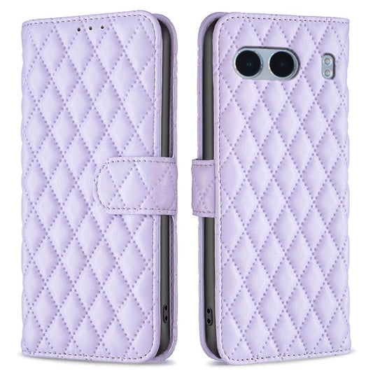 BINFEN COLOR BF Style-14 For OnePlus Nord 4 Case Rhombus Phone Leather Cover Stand - Purple