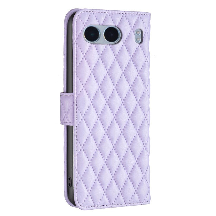 BINFEN COLOR BF Style-14 For OnePlus Nord 4 Case Rhombus Phone Leather Cover Stand - Purple