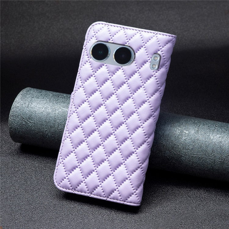 BINFEN COLOR BF Style-14 For OnePlus Nord 4 Case Rhombus Phone Leather Cover Stand - Purple