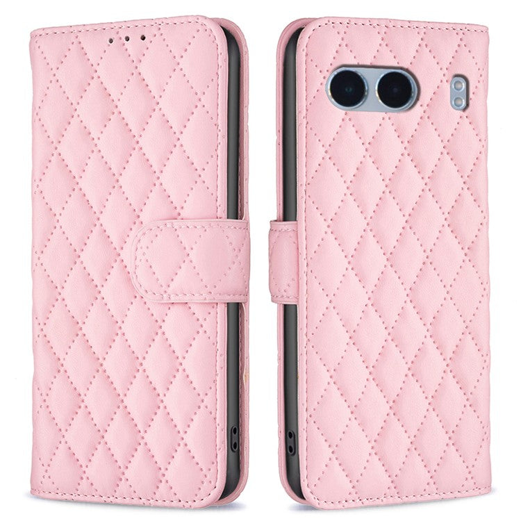 BINFEN COLOR BF Style-14 For OnePlus Nord 4 Case Rhombus Phone Leather Cover Stand - Pink