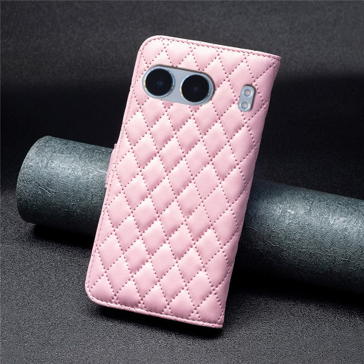 BINFEN COLOR BF Style-14 For OnePlus Nord 4 Case Rhombus Phone Leather Cover Stand - Pink