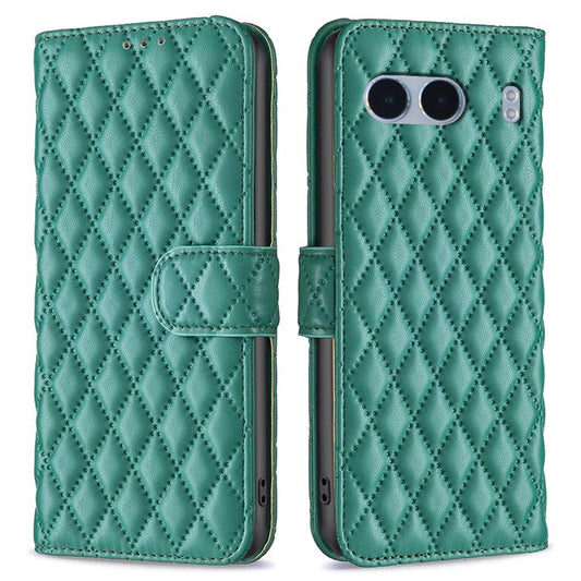 BINFEN COLOR BF Style-14 For OnePlus Nord 4 Case Rhombus Phone Leather Cover Stand - Green